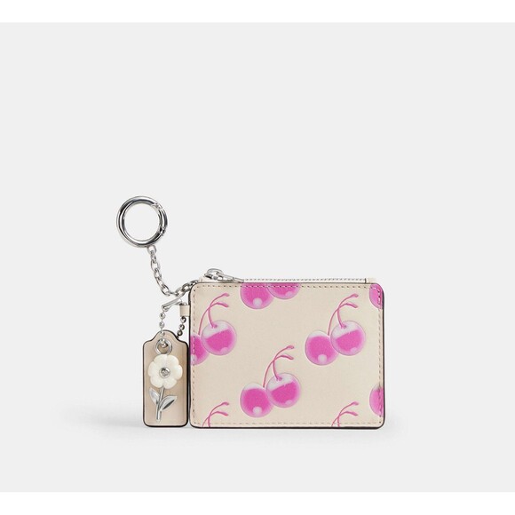 Coach Coachtopia The Summer Wavy Zip Card Case With Cherry Print In Chalk CBU94 - Picture 1 of 6